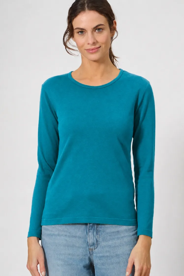 HempAge HempAge Damen vegan Langarmshirt Basic Lagoon Blue, Blau, – Produktbild 2 von 2