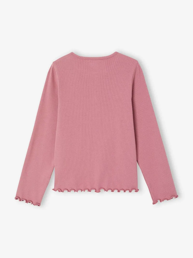 Vertbaudet Langarmshirt aus Ripp Mädchen, Malve, – Produktbild 2 von 3