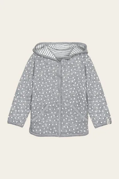 LANA Organic LANA Organic Wende-Kapuzenjacke, Modell Momo, Graumelange - ecru, – Produktbild 1 von 2