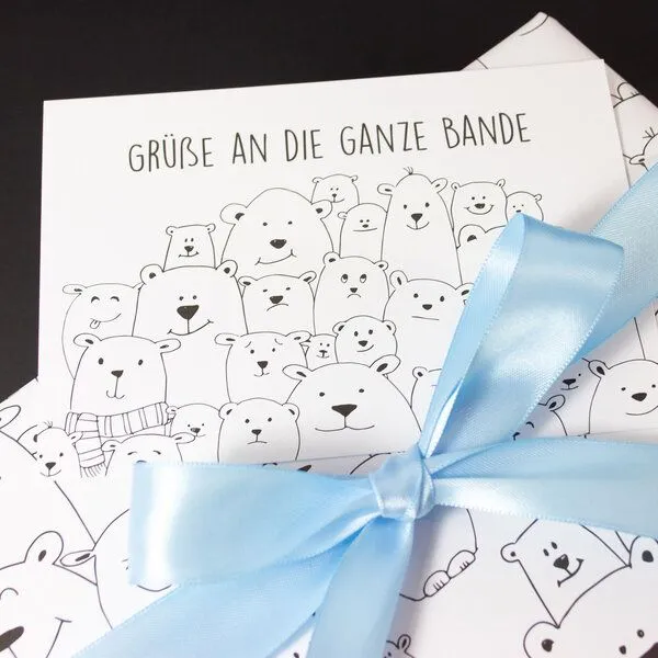 Bow & Hummingbird Bow & Hummingbird Postkarte "Grüße an die ganze Bande" – Produktbild 3 von 3