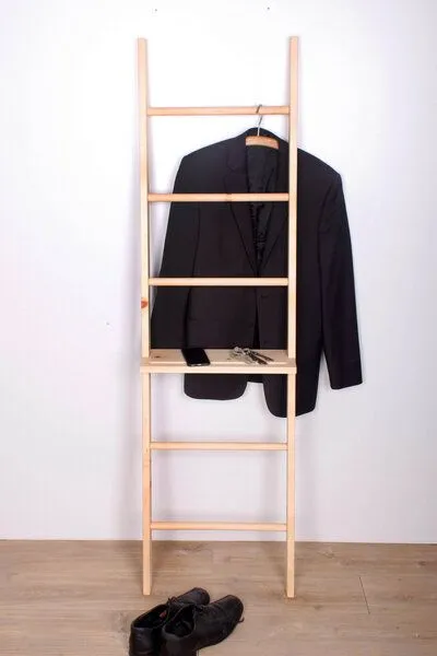 kleiderleiter_de kleiderleiter_de Kleiderleiter Natur 171 cm aus Massivholz (Eiche, Buche, Nussbaum oder Zirbe) – Produktbild 2 von 8