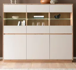 Furn.Design Highboard Kiruma (Schrank in Kaschmir / Sand und Artisan Eiche, 6-türig, 164 x 138 cm), mit 15 Fächern, Soft-Close-Funktion – Produktbild 1 von 1