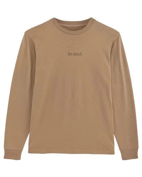 Human Family Human Family Bio Herren Langarmshirt "Shift - Be kind", Khaki, – Produktbild 4 von 4