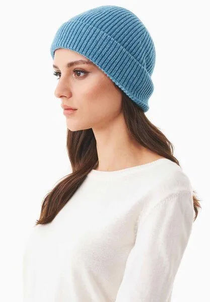 ORGANICATION ORGANICATION Strick-Beanie aus Bio-Merinowolle und Bio-Baumwolle, Turquoise, – Produktbild 3 von 3