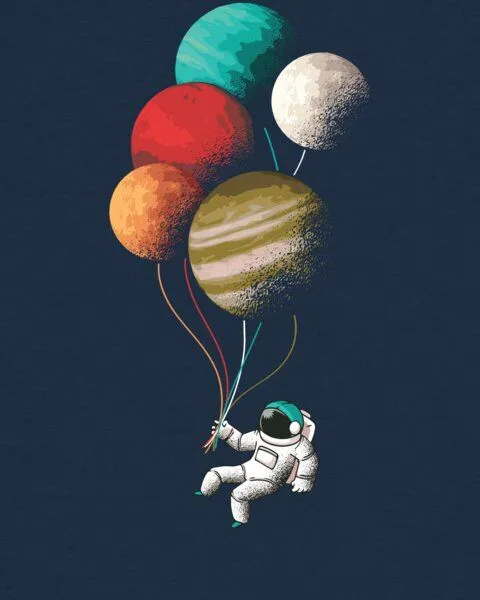 watapparel watapparel T-Shirt Frauen Balloon Spaceman, French navy, – Produktbild 3 von 3
