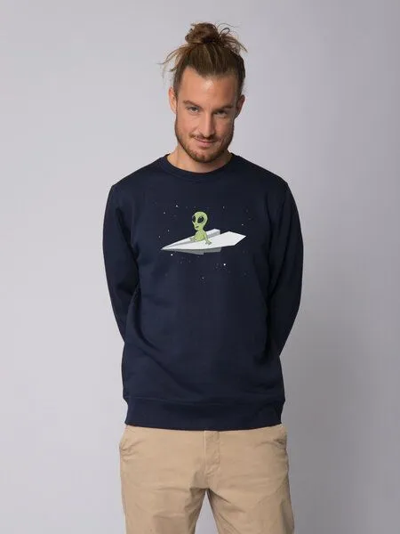 watapparel watapparel Sweatshirt Unisex Alien on a paper plane, French navy, – Produktbild 2 von 4