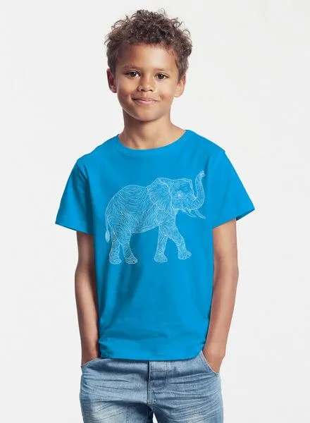 Peaces.bio - handbedruckte Biomode Peaces.bio - handbedruckte Biomode Bio-Kinder T-Shirt "Babyelefant", Türkis, – Produktbild 3 von 3