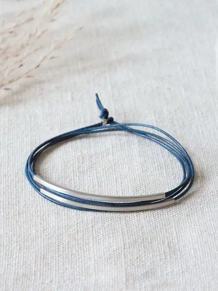 pikfine pikfine Tube Armband “Tingval” silber, Indigo blau, – Produktbild 1 von 4