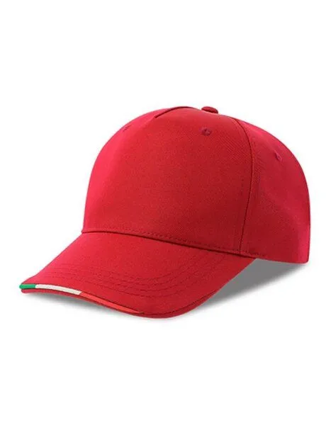 Atlantis Headwear Atlantis Headwear Cap kontrastierende Paspeln in Farben der italienischen Flagge, Rot, – Produktbild 1 von 3