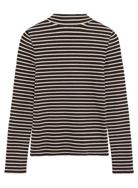 KnowledgeCotton Apparel KnowledgeCotton Apparel Langarmshirt - Rib high neck long sleeved - aus Bio-Baumwolle, Gestreift (stripe-brown), – Produktbild 2 von 3