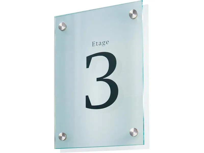 SignSystems SignSystems Wandschild DIN A4 "Cristallo" 21 x 29,7 cm, 4 Halter, Ø 18 mm – Produktbild 1 von 1