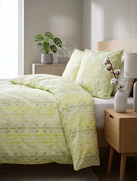 Nature by Adam Nature by Adam Bettwäsche 2tlg aus Leinen und Bio-Baumwolle - Made in Germany - Wave, Grün, – Produktbild 1 von 4