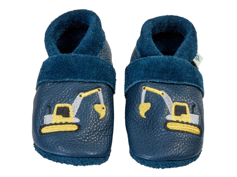 Pantolinos Pantolinos Baby und Kinder Hausschuhe Krabbelschuhe Ecopell Leder Bagger blau, Mehrfarbig, – Produktbild 1 von 1