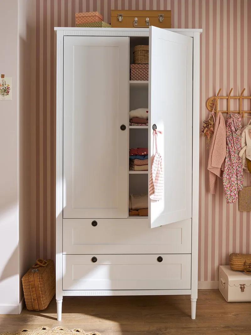 Vertbaudet Vertbaudet Kleiderschrank mit 2 Türen CANOPÉE Kinderzimmer, Weiß, – Produktbild 2 von 4