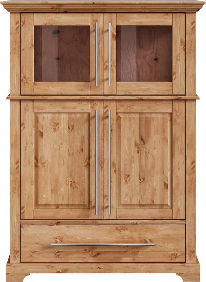 OTTO home Highboard Melissa Vitrine Breite/Höhe/Tiefe 94/39/133 cm, Beige, – Produktbild 4 von 5
