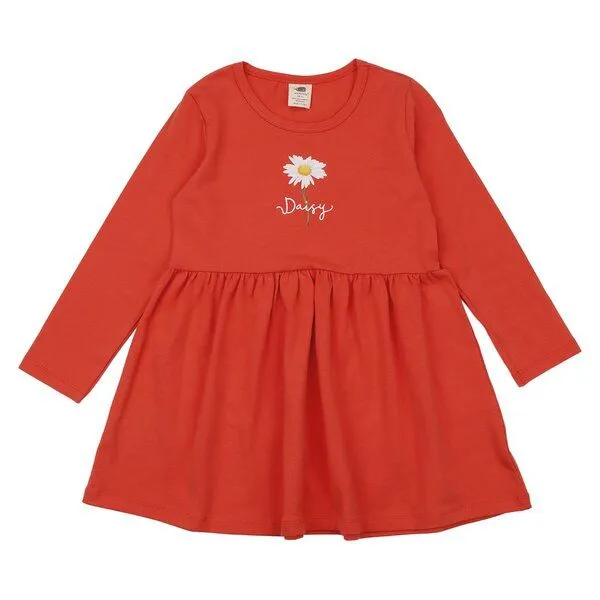 Walkiddy Walkiddy Kinder Langarmkleid GOTS zertifiziert, Bio-Baumwolle, terracotta, „Wild Flowers“, weich & bequem, Orange, – Produktbild 1 von 3