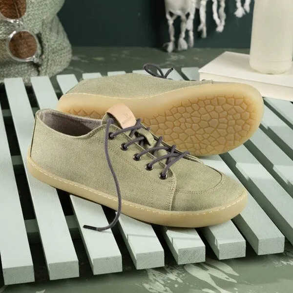 nahtur-design nahtur-design Barfuß-Sneaker Sommer aus Bioleinen | Barfußschuh, Grün, – Produktbild 3 von 4