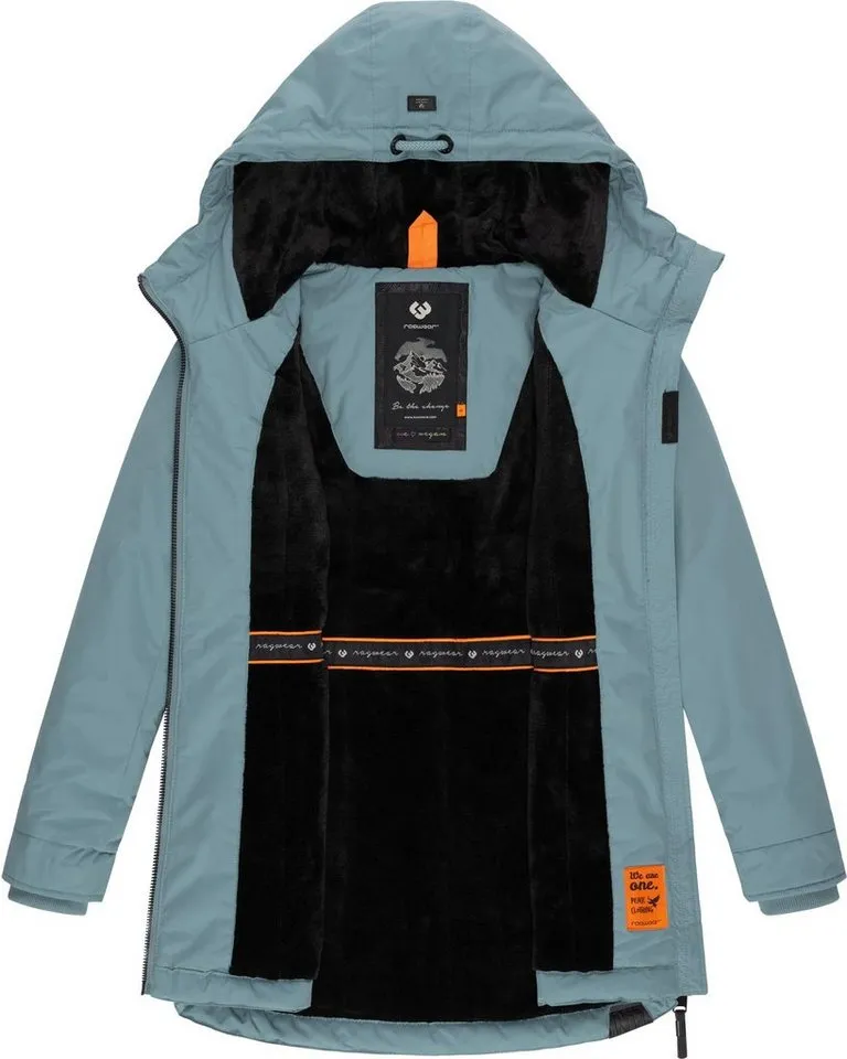 ragwear ragwear Winterjacke Zuzka Winter Wasserdichter Winterparka mit Teddyfleece Innenfutter, Blau|grau, – Produktbild 1 von 4