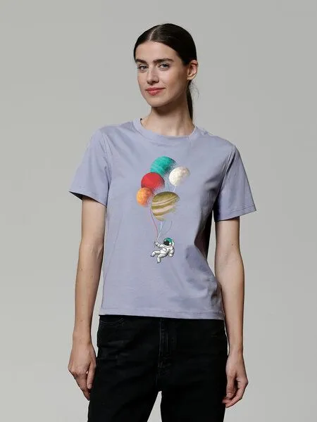 watapparel watapparel T-Shirt Frauen Balloon Spaceman, Lavender, – Produktbild 2 von 4