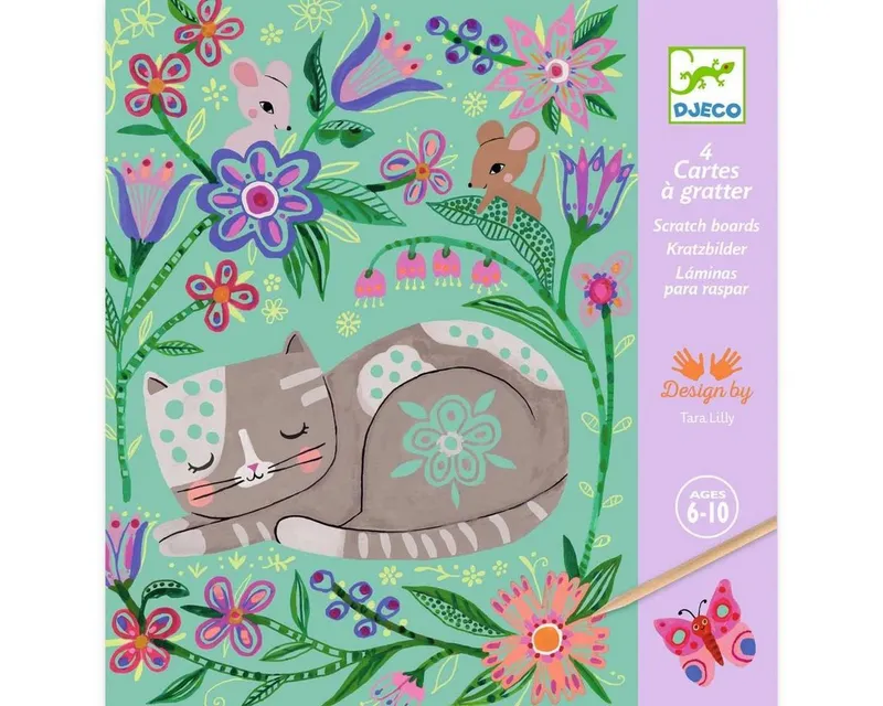 DJECO Kreativset Kratzbilder: Begegnungen Natur und Tiere, Grün, – Produktbild 1 von 5