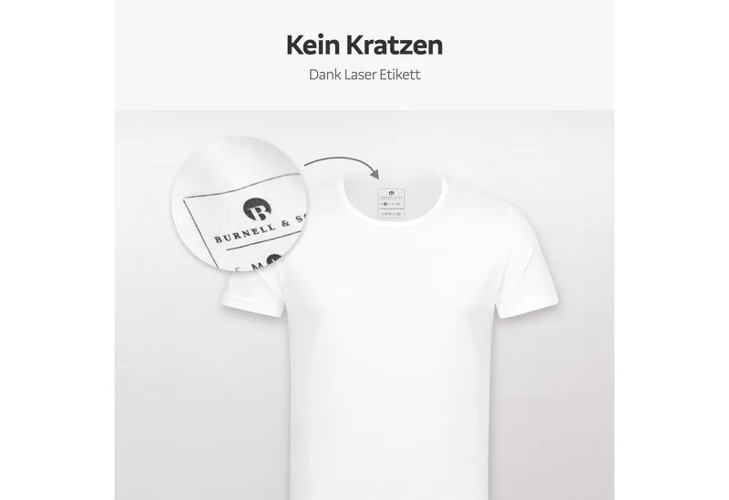 Burnell & Son Burnell & Son Unterhemd T-Shirt Business mit Kurzarm und Rundhals für Herren aus Baumwolle (Packung, Set, Spar-Pack, Spar-Packung, Spar-Set, 3-St., 3er-Pack) Feinripp, extra lang, Weiß, – Produktbild 4 von 5