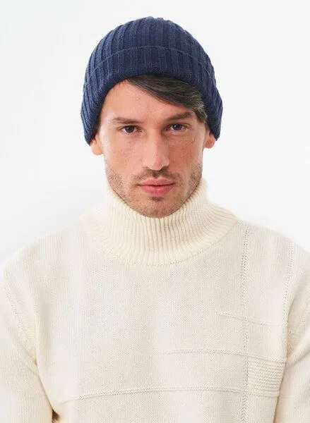 ORGANICATION ORGANICATION Unisex Strick-Beanie aus Bio-Merinowolle und Bio-Baumwolle, Navy, – Produktbild 1 von 4