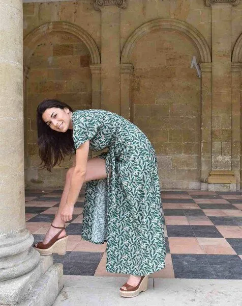 Aatise Aatise Langes Sommerkleid/Festkleid Zady mit Schmetterlingsärmel, 100% EcoVero, Grün2, – Produktbild 1 von 4