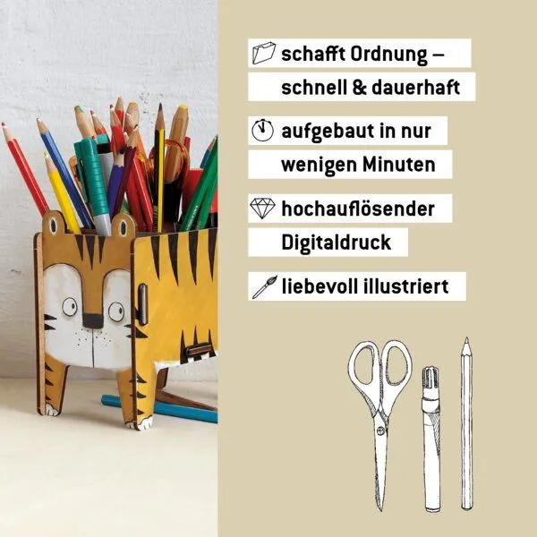 WERKBOX WERKBOX Stiftebox Vierbeiner, Tiger, – Produktbild 6 von 6