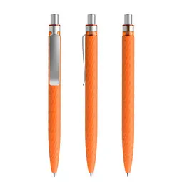 prodir prodir® Druckkugelschreiber QS01 Soft Touch PRS Push, blaue Mine, orange/silber satiniert – Produktbild 1 von 1