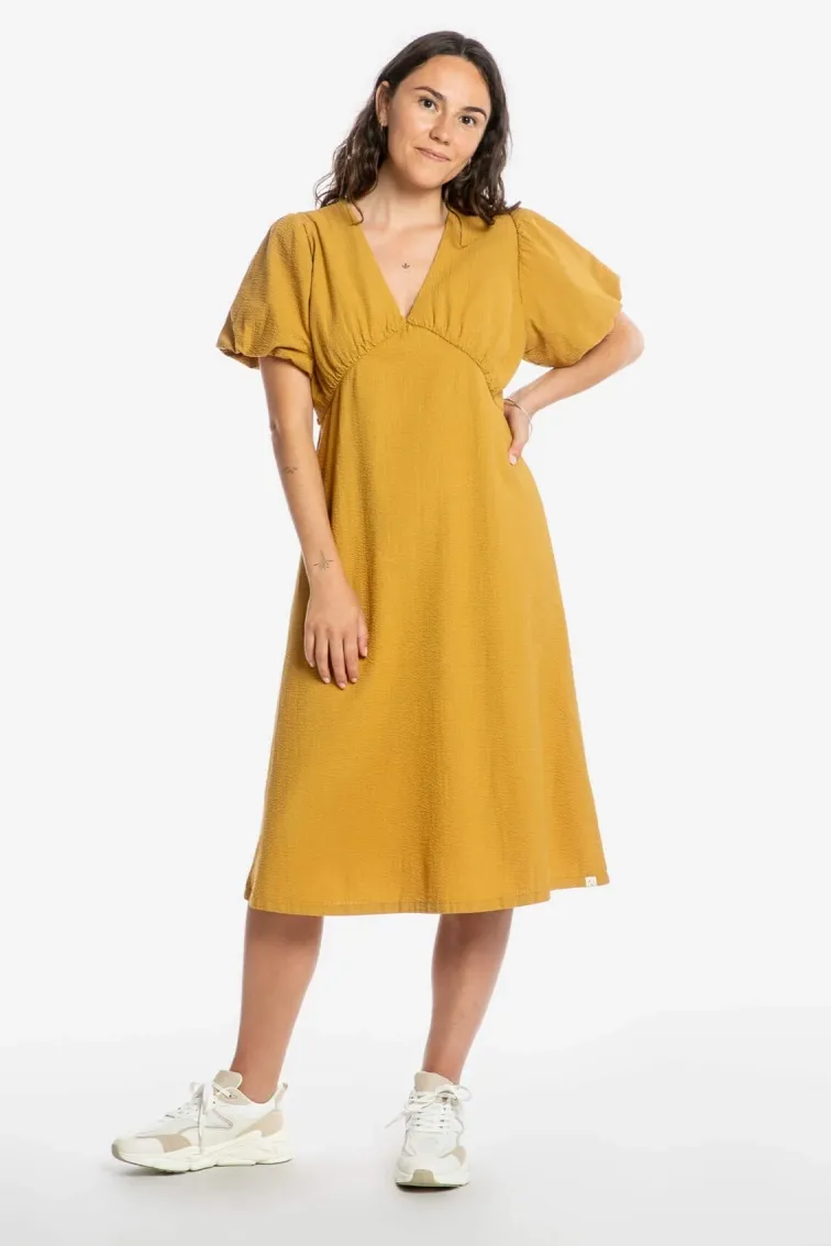 MATONA MATONA Damen vegan Kleid V-Ausschnitt Dunkelgelb, Dunkelgelb, – Produktbild 2 von 2