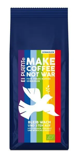 El Puente El Puente Make Coffee not War - Bio-Kaffee gemahlen 250 g | Fair Trade | Bio-zertifiziert | Vegan | Glutenfrei, Mehrfarbig, – Produktbild 1 von 1