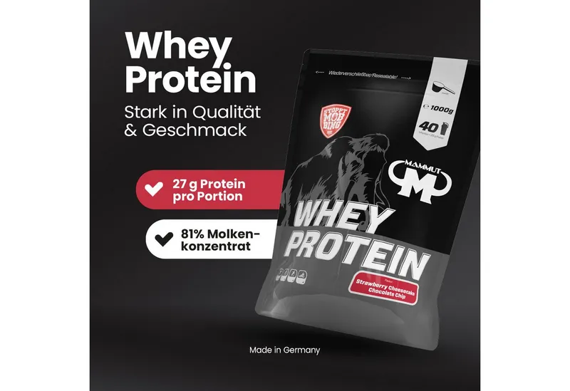 Mammut Nutrition Mammut Nutrition Whey Protein 1000 g Strawberry Cheesecake Chocolate Chip – Produktbild 1 von 6