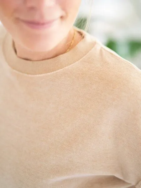FUXBAU FUXBAU Frauen Samt Oversize Pullover - beige gelb geriffelt, Beige gelb geriffelt, – Produktbild 4 von 4