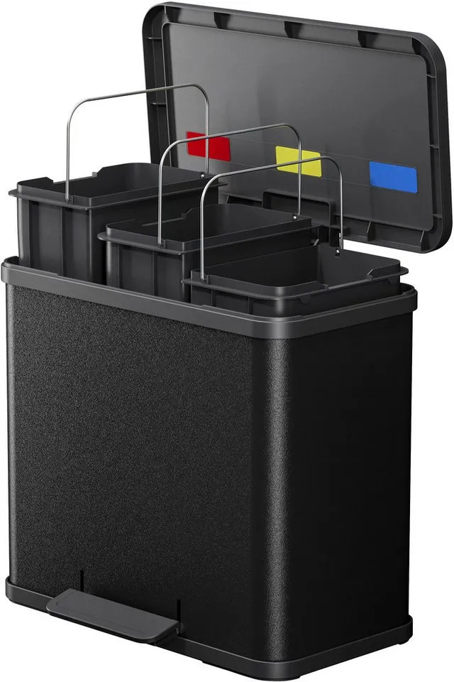 Hailo Hailo Abfall-Treteimer "ProfiLine Solid Öko Trio Plus L" 3 x 9 l schwarz – Produktbild 5 von 6