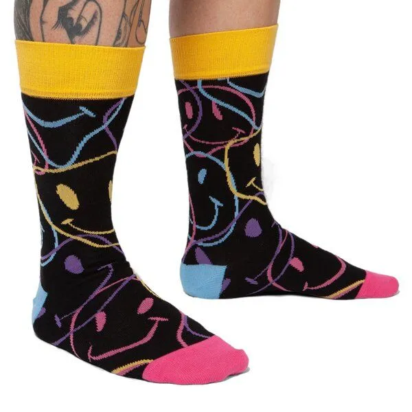 DillySocks DillySocks Socken Smiles All Over aus Biobaumwoll-Mix, Schwarz, – Produktbild 1 von 1