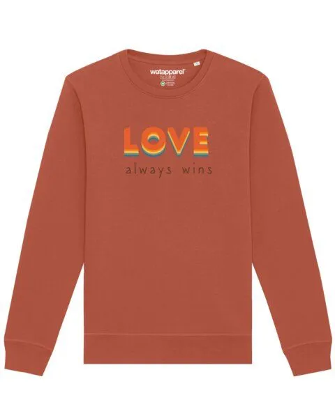 watapparel watapparel Sweatshirt Unisex Love always wins, Heritage brown, – Produktbild 1 von 3