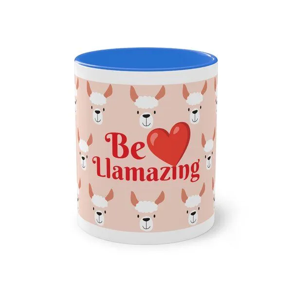 PepMelon PepMelon Lama Tasse mit Farbe innen, Be Llamazing, lustige Lama Weihnachtstasse, Blau, – Produktbild 1 von 4