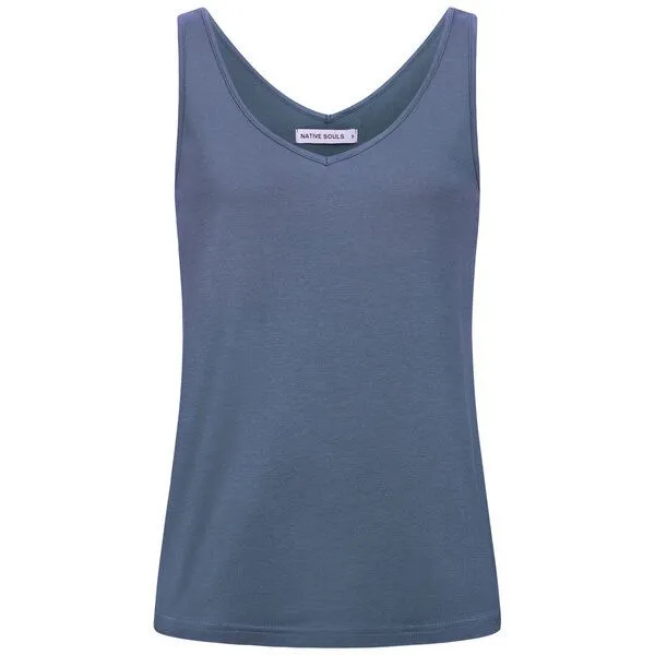 NATIVE SOULS NATIVE SOULS Lyocell Damen V-Neck Top, Dark blue, – Produktbild 1 von 1
