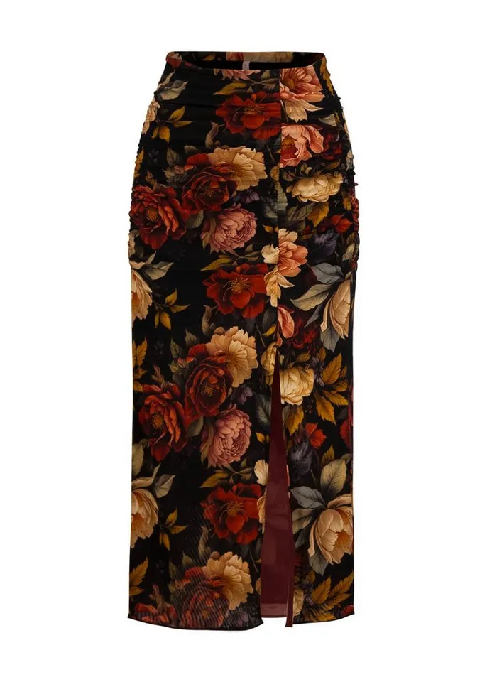 blutsgeschwister blutsgeschwister A-Linien-Rock - Femininer Meshrock mit Raffungen und Futter für Damen, Schwarz, – Produktbild 1 von 5