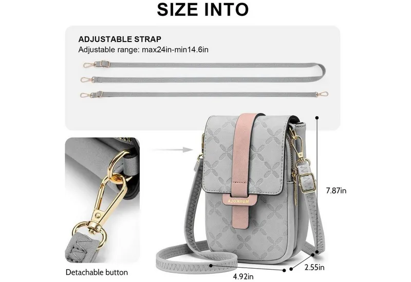 LuxusKollektion Handytasche Handytasche zum Umhängen RFID-Blockierung große Kapazität Damen – Produktbild 5 von 5