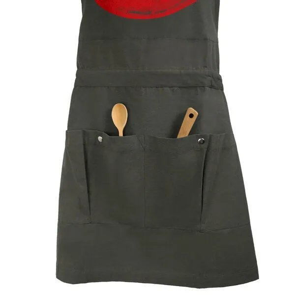 HANDGEDRUCKT HANDGEDRUCKT "Chilly" Schürze kurz aus zertifizierter Bio Baumwolle, Dark grey, – Produktbild 3 von 3