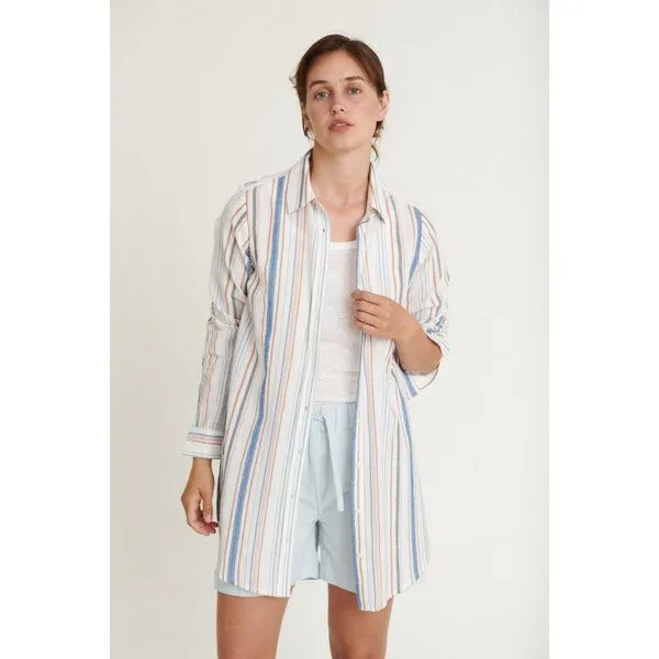 Basic Apparel Basic Apparel Langes Shirt JIMA aus Bio-Baumwolle, Weiß (multistriped), – Produktbild 1 von 4