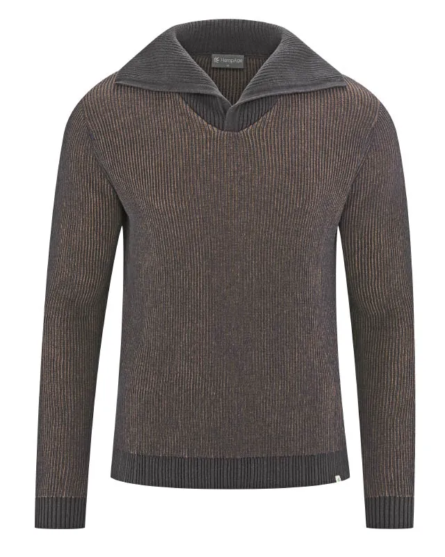 HempAge Hempage Herren vegan Pullover Elegant Troyer In Anthrazit, Grau, – Produktbild 2 von 2