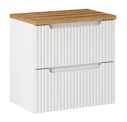 Lomadox Waschbeckenschrank NEWPORT-56-WHITE Waschtischunterschrank, 60cm breit, weiß und Eiche, gerillte Front – Produktbild 1 von 1