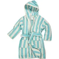 HANS NATUR Kinder Bademantel mit Kapuze Bio-Baumwolle türkis-weiß Gr.86/92 – Produktbild 1 von 1
