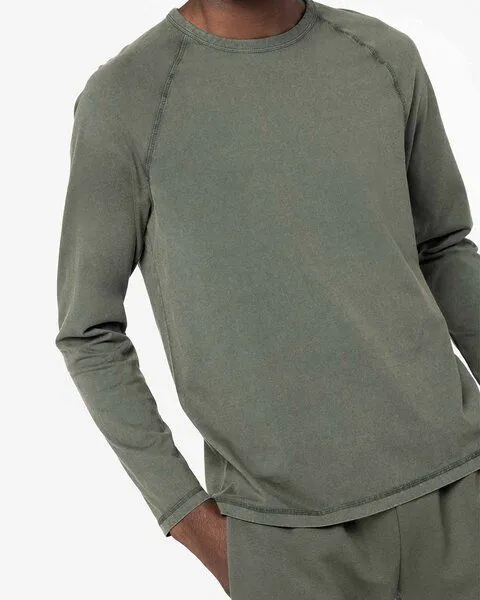 YTWOO YTWOO GreenStyle Herren Raglan-Shirt: Longsleeve aus Bio-Baumwolle, Khaki, – Produktbild 4 von 4