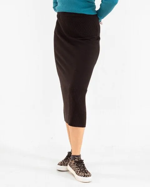 Alma & Lovis Alma & Lovis Maxi-Rock aus Bio-Baumwoll-/Woll-Mix | Cotwool Strickrock, Raven (schwarz), – Produktbild 4 von 4