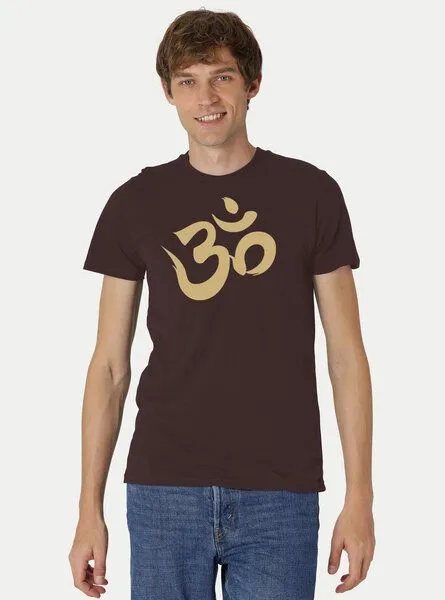 Peaces.bio - handbedruckte Biomode Peaces.bio - handbedruckte Biomode Fit T-Shirt "Om" Herren, Braun, – Produktbild 2 von 3
