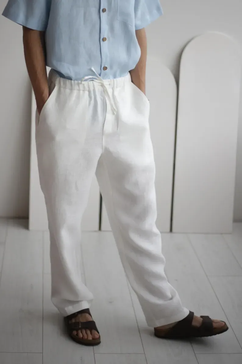 Amber Linen Amber Linen Herren vegan Hose Florida Weiß, Weiß, – Produktbild 1 von 2