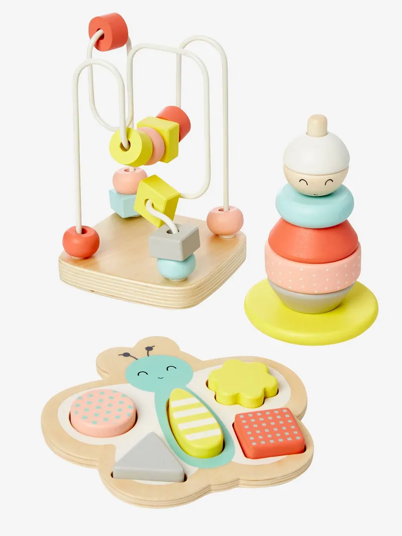 Vertbaudet 3er-Set Lernspiele für Kleinkinder FSC®, Mehrfarbig, – Produktbild 3 von 4